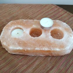 Pink Salt Rock Candle Holder 