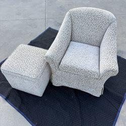 Luxury Chenille Chaise Ottoman Chair Set 