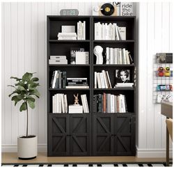 New, 71.5" Tall Bookshelf and Bookcase, 6-Tier Wooden Bookshelves with Cabinet Doors,(price For 2