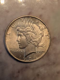 1924 beautiful flashy peace dollar coin