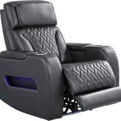 Real Leather Power Recliner w/ heat & massage