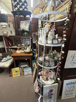 Vintage Wrought Iron & Glass Shelf Unit