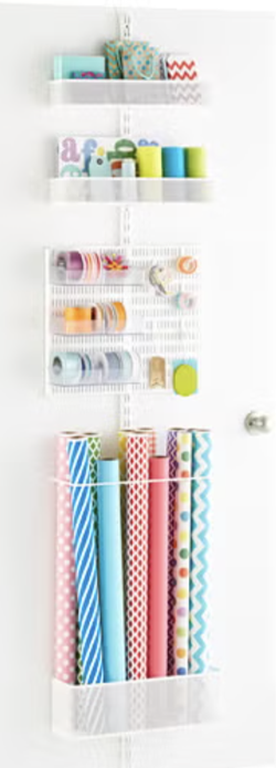 White Elfa Over-the-Door Gift Wrap Rack