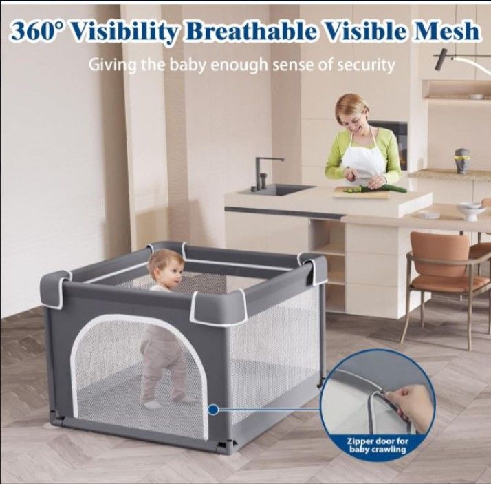 Small Baby Playpen with Mat – 36"x36" Safety Play Yard, Breathable Mesh !!!!