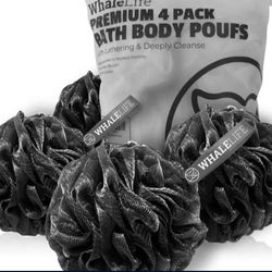 8pcs Shower Puff Bath Sponge Shower Loofahs Pouf Ball Nature Bamboo Charcoal Black