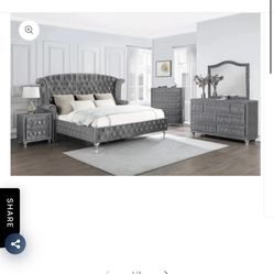 New Light Gray Queen Bedroom Set 