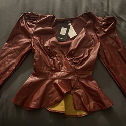 Fashion Nova Burgundy Leather Top