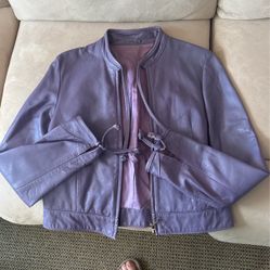 Lavender Leather Jacket Made In Italy 