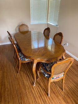 French Provincial Dining Table with 6 Chairs