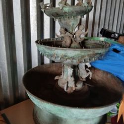 !ANTIQUE CHERUB ANGEL HORSES LIGHTED FOUNTAIN "