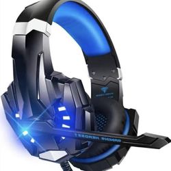 Stereo Gaming Headset for PS4 PC Xbox One PS5 Controller, Noise Cancelling Over Ear Headphones with Mic, LED Light, 7.1 Surround Sound, Soft Memory Ea