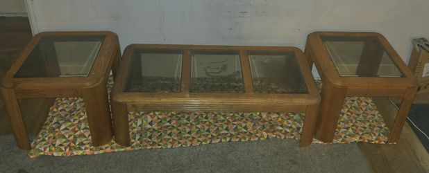 Glass Top Coffee Table With Matching End Tables