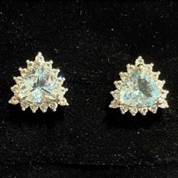 Natural Aquamarine Earrings S925
