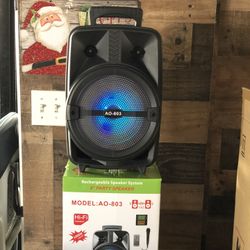 8” Bluetooth Rechargeable Karaoke Speaker With Microphone & LED Display Light Ms🎶🎤🔊