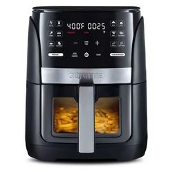 Gourmia 6-Qt Digital Window Air Fryer with 12 Presets & Guided Cooking Black: Stainless Steel