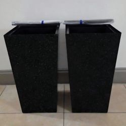 *** REDUCED *** PAIR of 22" Black Square Resin Planters @ Lasting Creations