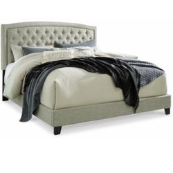 Ashley Jerary Tufted King Panel Bed in Gray