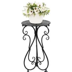 Metal Plant Stand, Heavy Duty Flower Pot Stand 17" Tall, Single Planter Holder for Indoor, Outdoor, Garden, Patio, Porch, Balcony, Home Decor, Black