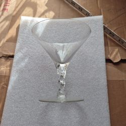 7  Bent Stem Martini Glasses Clear Glass