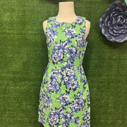 J Crew Green Dress Size 2 White And Blue Flowers Brand New