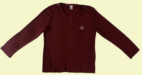 Calvin Klein XL Burgundy Thermal Henley Sleep Top