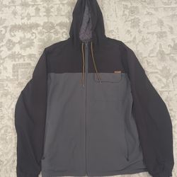 Voyager Men's Windbreaker Rain Hooded Full Zip Jacket, Black Gray, Size Large