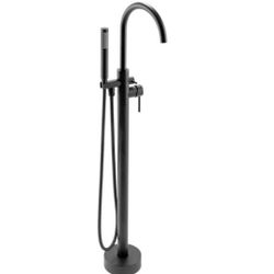 AKDY
1-Handle Freestanding Floor Mount Tub Faucet Bathtub Filler with Hand Shower in Matte Black
Handheld shower wand features 67 nozzles for concentr