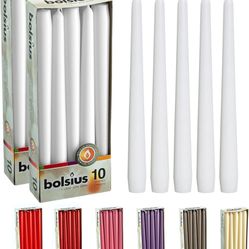NEW! Premium White Taper Candles - 20 Pack of 10 Inch Long Smokeless Candlesticks