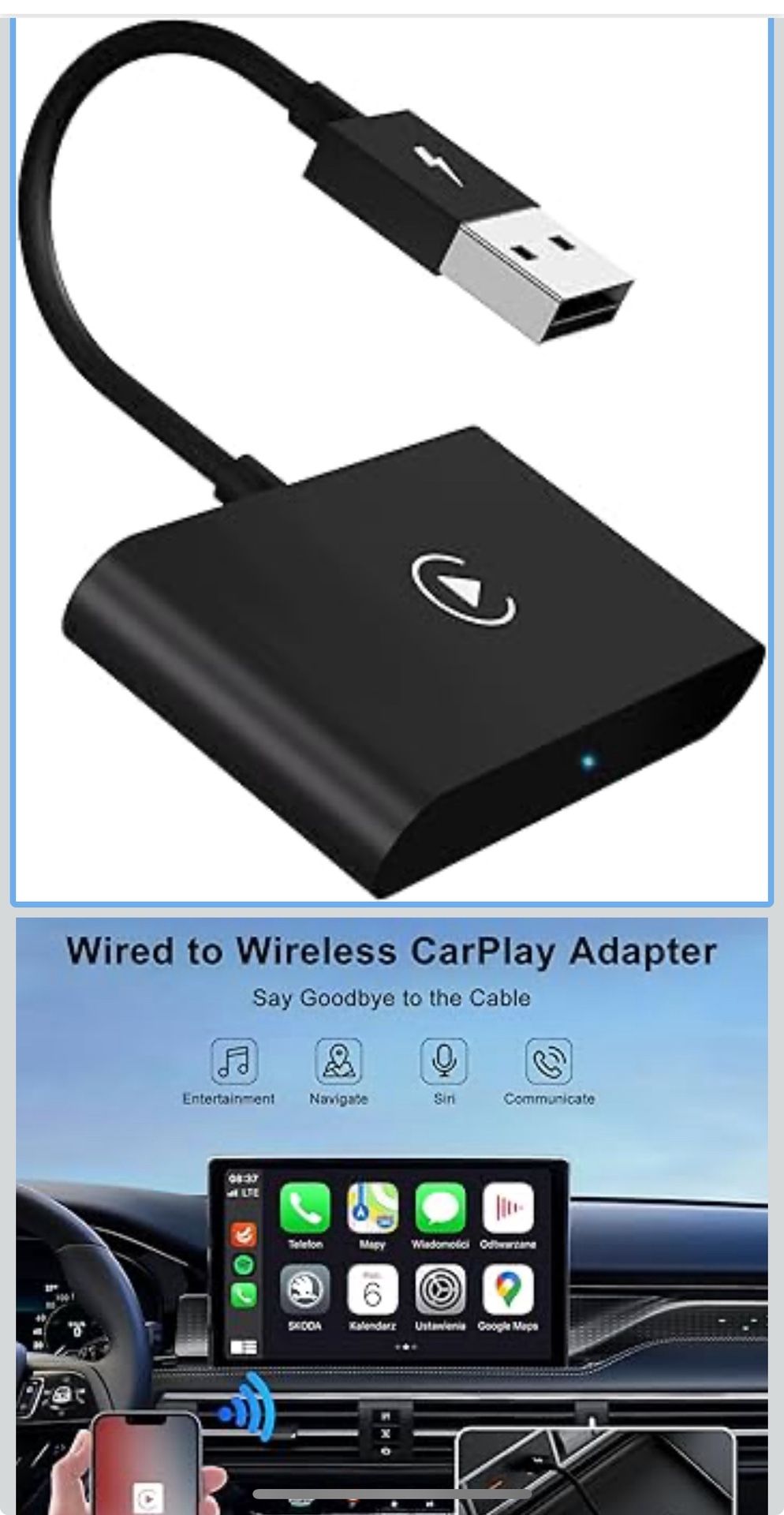 3-3 Wireless CarPlay Adapter, 2024 Upgrade CarPlay Wireless Adapter for OEM Wired CarPlay Cars, Fastest and Most Stylish Dongle, Convert OEM Wired to
