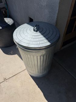 Metal trash can
