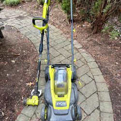 Ryobi Electric Lawn Mower And Trimmer  