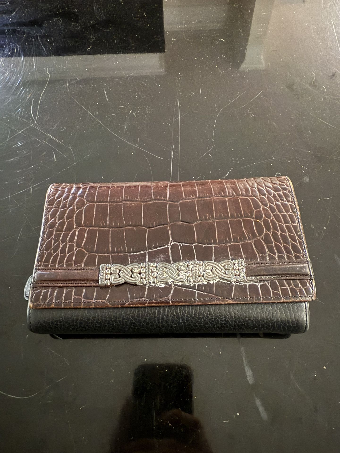 Brighton Black/Brown Leather Wallet Clutch