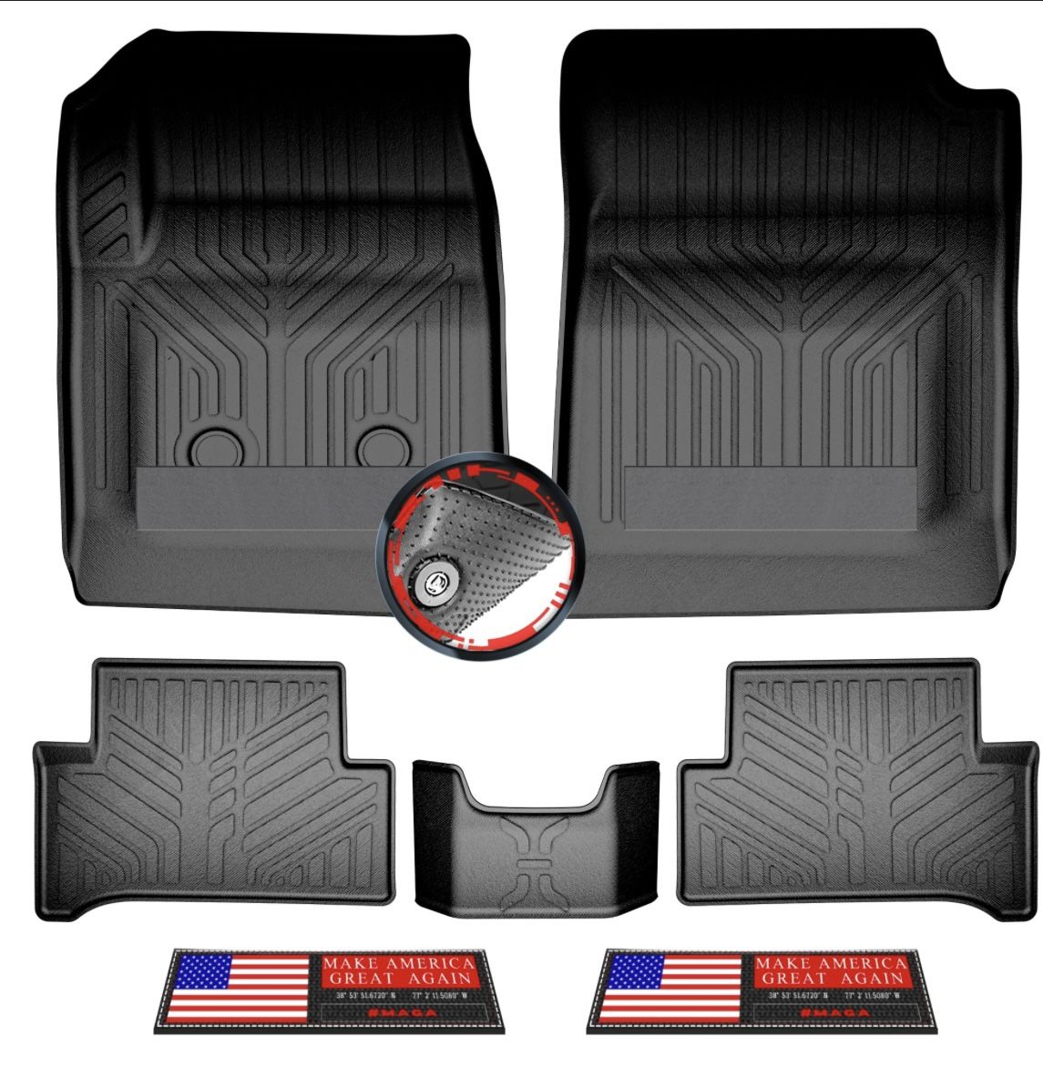 TYG 7pc All-Weather Floor Mats for 2015–2022 Chevy Colorado/GMC Canyon Extended Cab