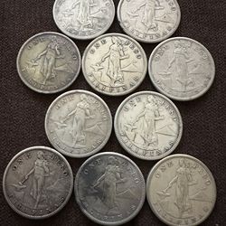 Philippines One Peso Silver Coins 