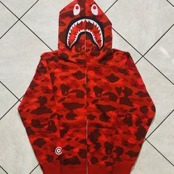 Brand New A Bathing Ape Camo Shark Hoodie Red Size: M  Tag Included Pics For Verification. 