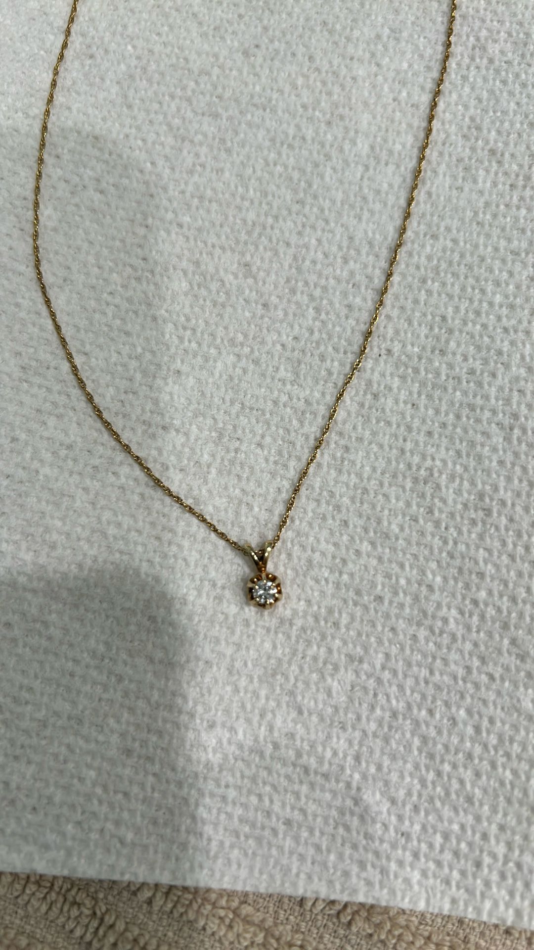 14k Gold Necklace With Diamond Charm