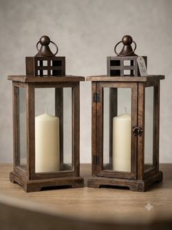 **🔥 $35 Rustic Wooden Lanterns Pair (Retails for $75+) – Premium Home Decor Liquidation Deal**