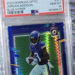 2023 Prizm Optic Rated Rookie Blue Hyper Jordan Addison  Psa 10 Vikings Football