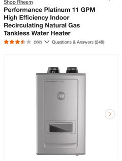Rheem Performance Platinum 11 GPM High Efficiency Indoor Recirculating Natural Gas Tankless Water Heater SKU#100(contact info removed)9
