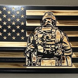 36 x 19 Black Torched American Soldier Coin Holder-Wall Version 