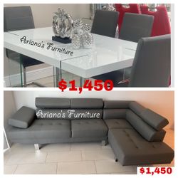 Home Bundle Sectional + Dining Table Set