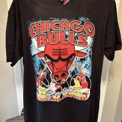 Vtg 90s Chicago Bulls Greatest Team Ever, Jordan, Rodman, Pippen, Phil Jackson Boot Rap Tee, XL