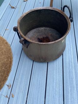 Antique Copper Cauldron with Iron Handles