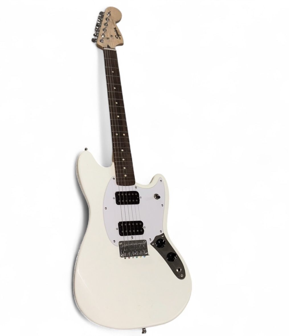 Squier Bullet Mustang Electric Guitar White + Guitar Stand