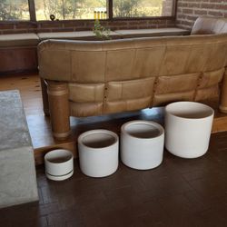 MCM Mid Century Ceramic Planters / White Off White 60s 70s