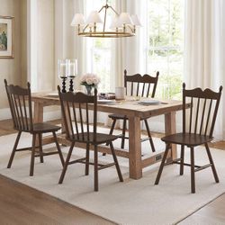LUE BONA Wooden Dining Chairs Set of 4, Windsor Dining Chair with Thickened Backrest, Morden and Mid Century Kitchen Chairs for Dining Room Farmhouse,