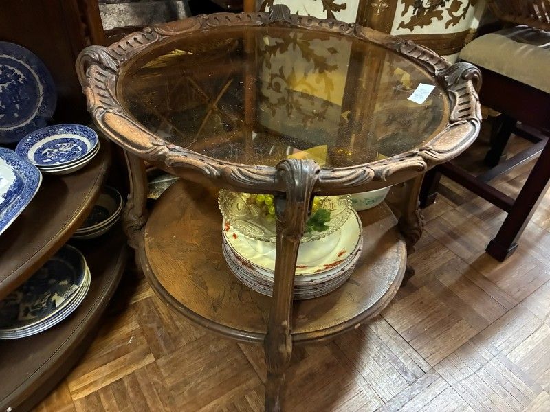 Antique Carved Wood French Table Plant Stand 24"