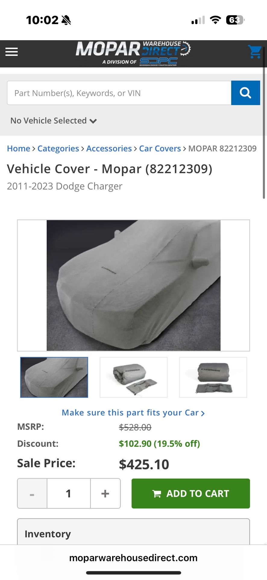 Dodge Charger Car Cover MOPAR