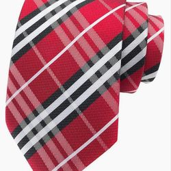 Mens 3.15" Wide Plaid/Striped Woven Jacquard Classic tie for Business, Weddings