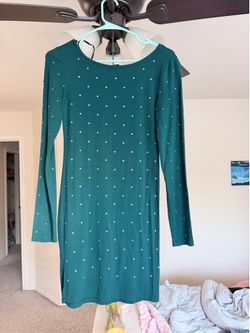 Green rhinestone bodycon dress